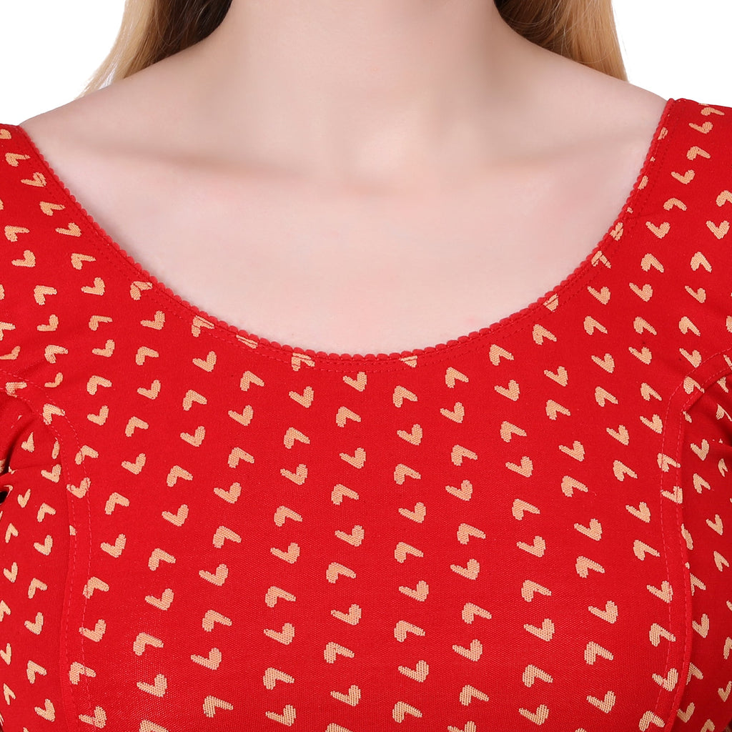 Vamika Hosiery Red Half Sleeves Blouse | Grocsy
