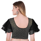 Vamika Hosiery Black Butterfly Frill Sleeves Blouse | Grocsy