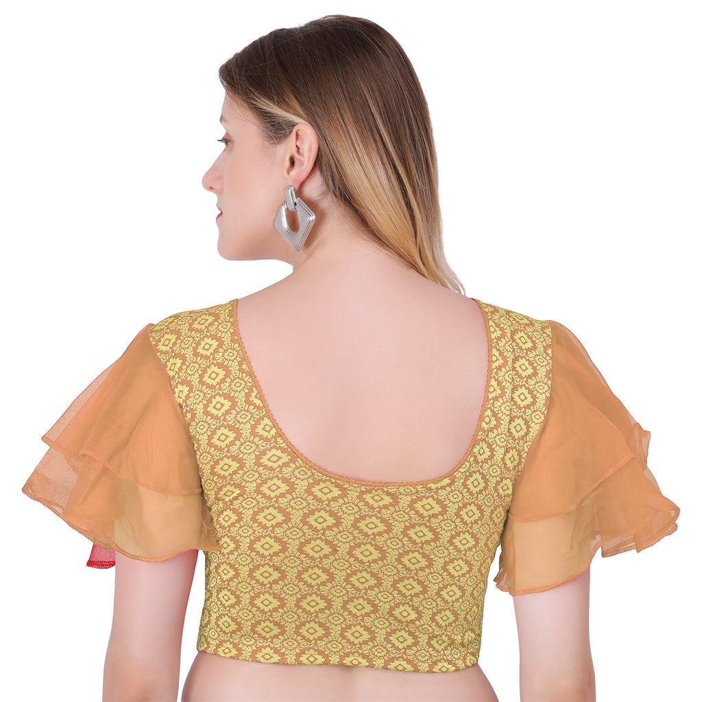 Vamika Hosiery Light Brown Butterfly Frill Sleeves Blouse | Grocsy