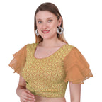 Vamika Hosiery Light Brown Butterfly Frill Sleeves Blouse | Grocsy