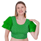 Vamika Hosiery Green Butterfly Frill Sleeves Blouse | Grocsy