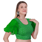 Vamika Hosiery Green Butterfly Frill Sleeves Blouse | Grocsy