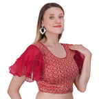 Vamika Hosiery Maroon Butterfly Frill Sleeves Blouse | Grocsy