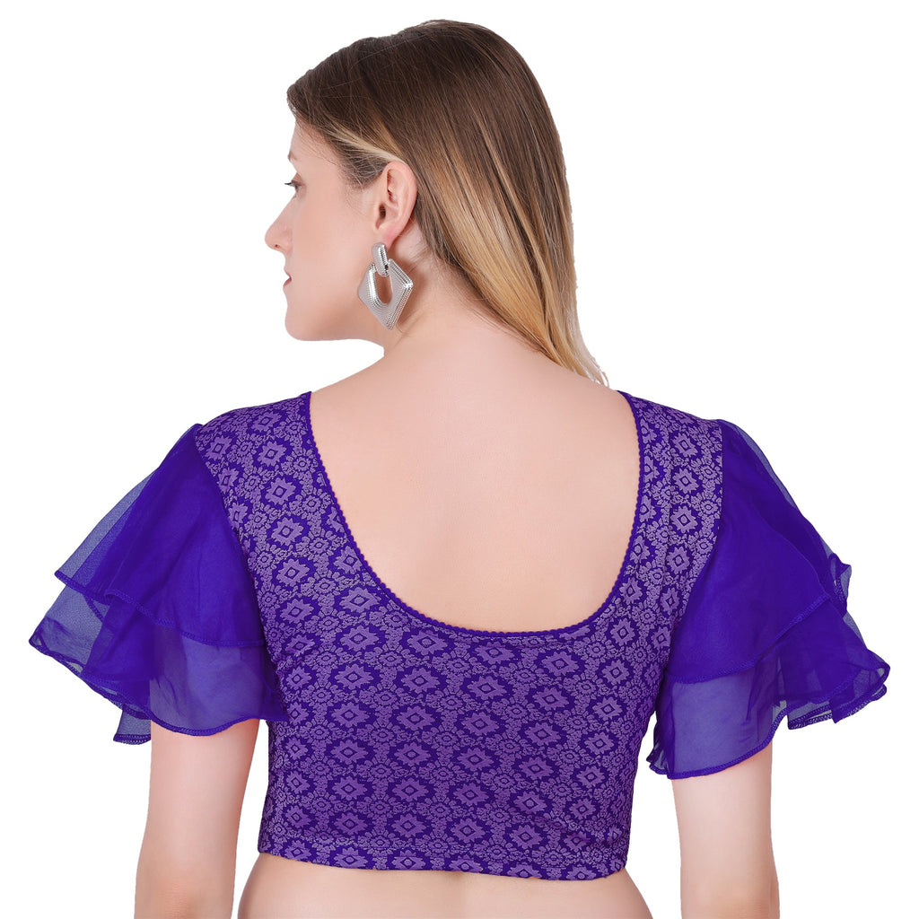 Vamika Hosiery Navy Blue Butterfly Frill Sleeves Blouse | Grocsy