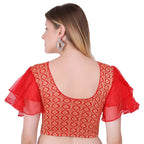 Vamika Hosiery Red Butterfly Frill Sleeves Blouse | Grocsy
