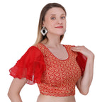 Vamika Hosiery Red Butterfly Frill Sleeves Blouse | Grocsy