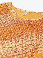 Yufta Women Yellow & White Bandhani Printed Kurta with Trouser | Grocsy