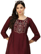 Wine Chinon Floral Embroidered Top - Zeny | Grocsy