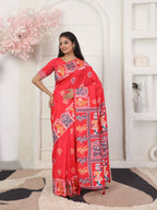 Shree Shyam Fashion Silk Blend Red Saree | Grocsy