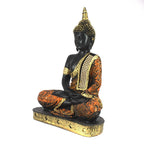 eCraftIndia Golden, Orange, and Black Polyresin Meditating Lord Buddha Statue | Grocsy