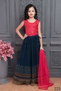 Kids Wedding Designer Blue Georgette Lehenga Choli - Aaradhna | Grocsy