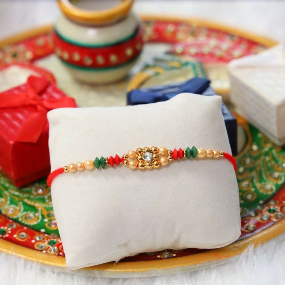 Indianvibez Colourful Beads With Stone Fancy Rakhi | Grocsy