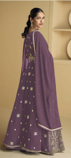 Vastranavya Lite Lavender Georgette Embroidered Sequins Work Anarkali Style A Line Suits | Grocsy