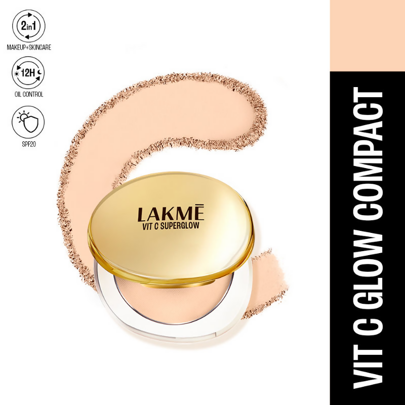 Lakme Vitamin C Superglow Skin Perfecting Compact with 1 % Vit C - Ivory | Grocsy