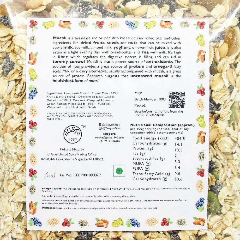 Tassyam Organics Super Fruit Muesli | Grocsy
