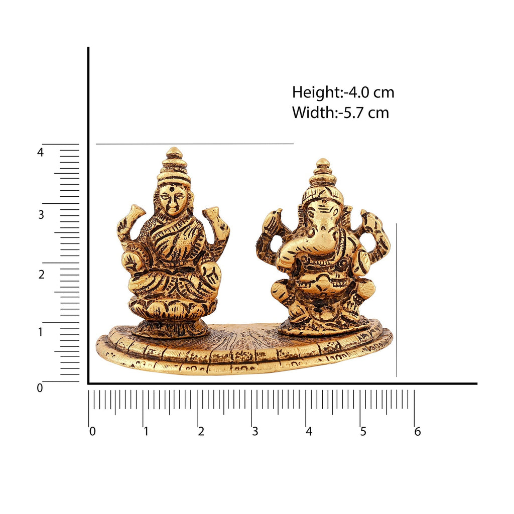 Estele Gold-Polished Goddess Laxmi & Lord Ganapati Idol for Pooja & Car Decor | Grocsy