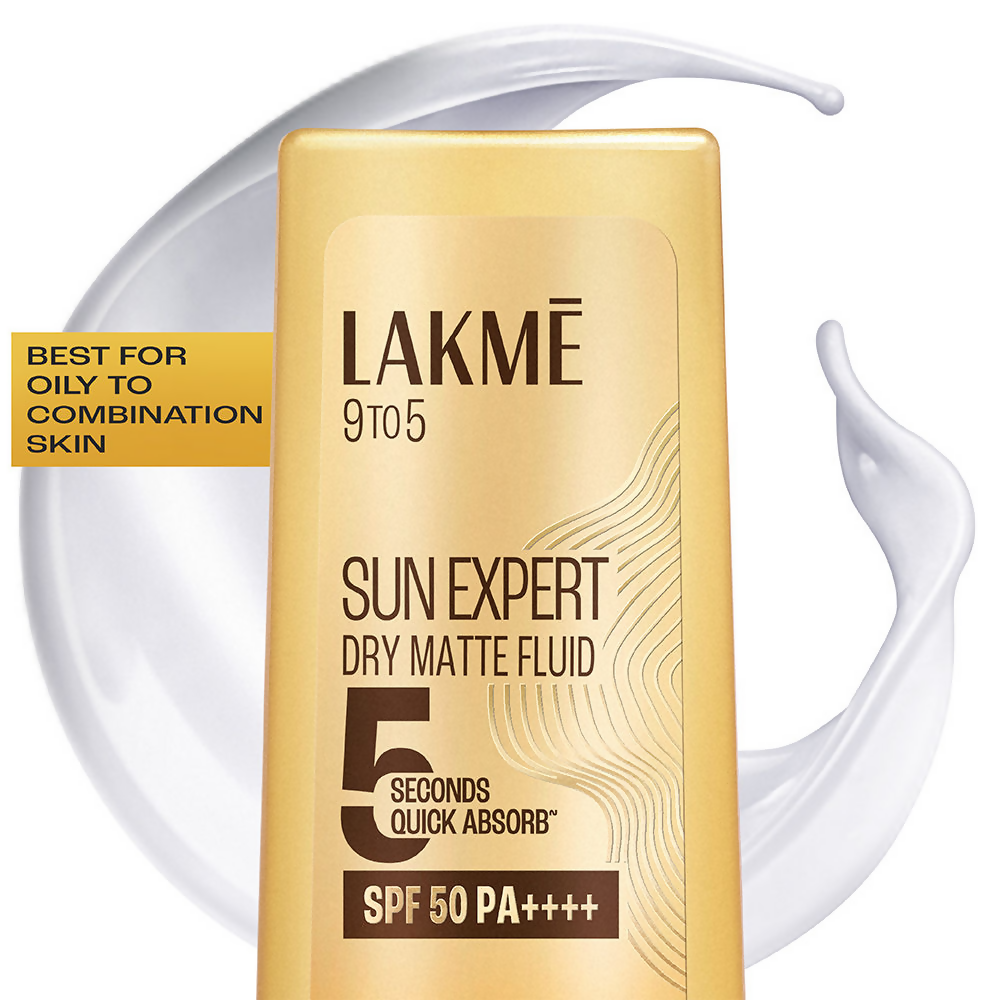 Lakme Sun Expert Dry Matte Fluid SPF 50 PA++++ Sunscreen With 1% Niacinamide & Ceramide | Grocsy