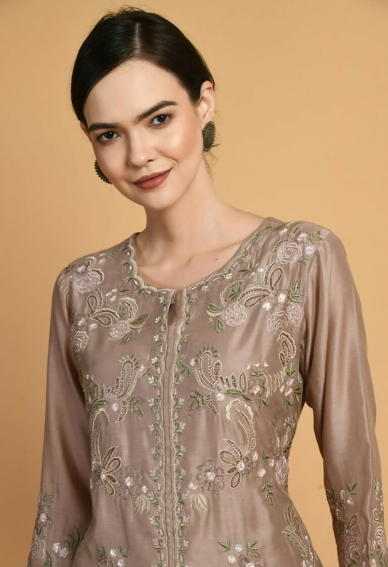 Joban Fashion Coffee Chanderi Kurta Set | Grocsy
