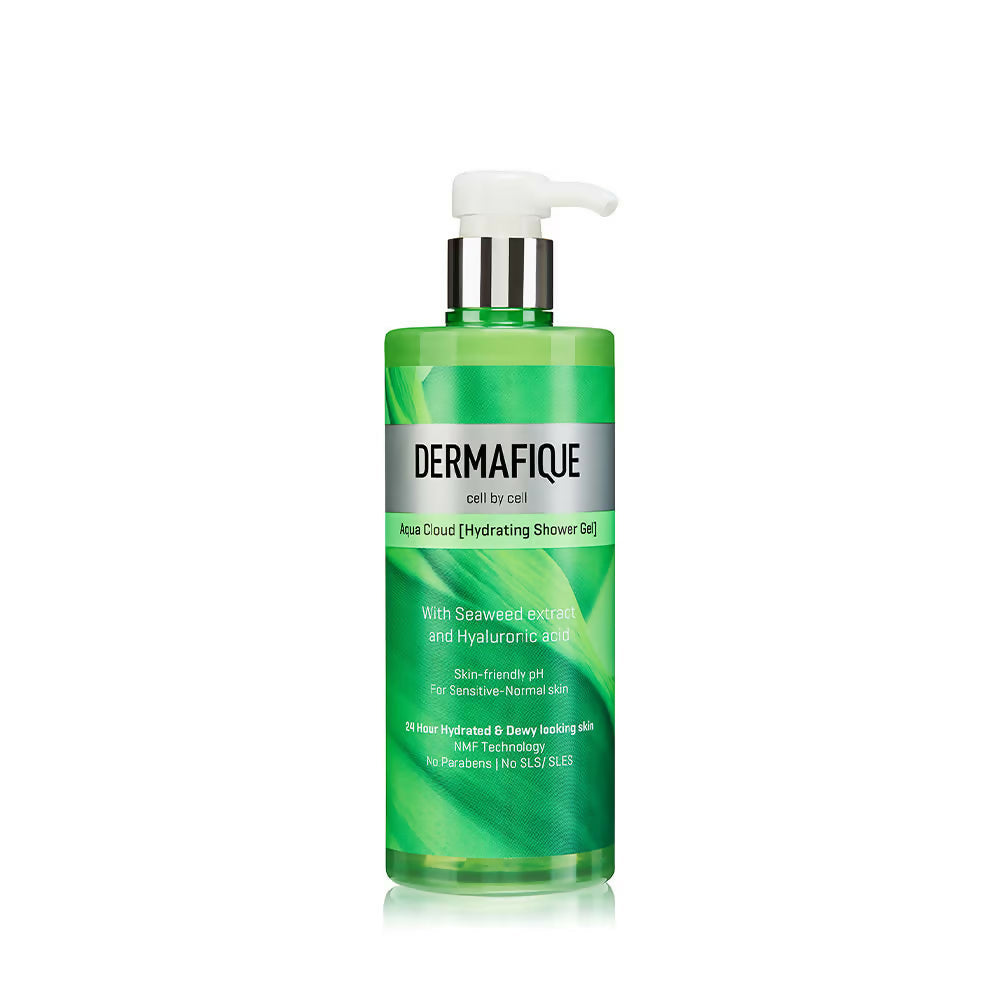 Dermafique Aqua Cloud Hydrating Shower Gel - Hyaluronic Acid, 24 hrs Hydration & Dewy-looking Skin | Grocsy