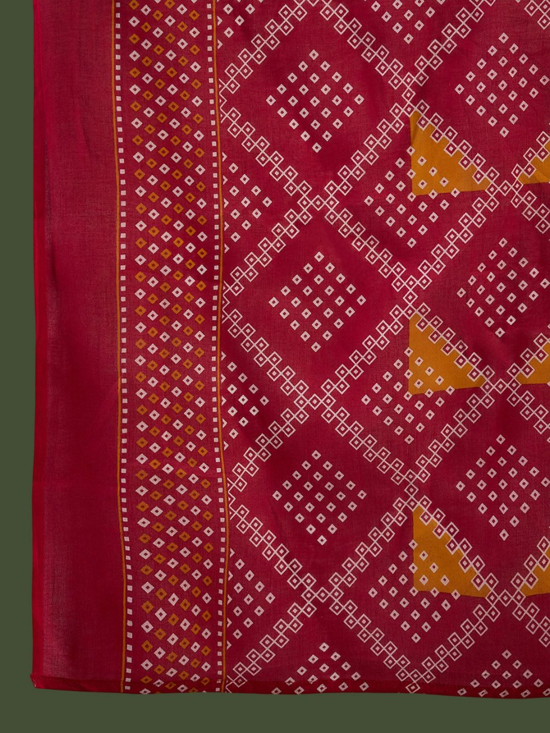 Sangria Printed V- Neck Kurta, Trouser & Dupatta Set | Grocsy