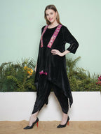Joban Fashion Black Dhoti Salwaar with Inner and Hand Embellished Jacket | Grocsy