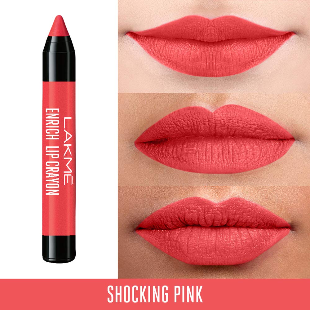 Lakme Enrich Lip Crayon - Shocking Pink | Grocsy