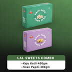 Lal Sweets Combo Pack - Kaju Katli 400 g & Soan Papdi Premium 400g| Desi Cow Ghee Indian Sweet Box Combo | Grocsy