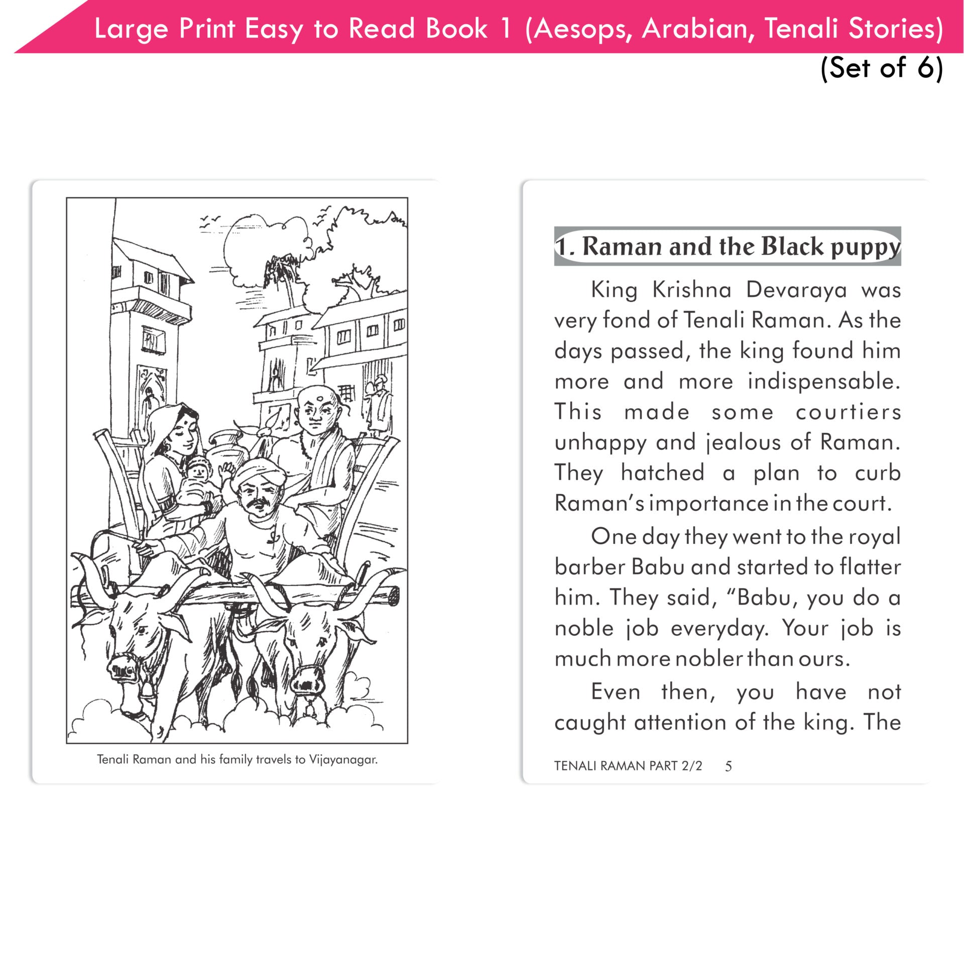 Large Print Easy to Read Aesop's Fables, Arabian Nights & Tenali Raman Classic Stories Books Set of 6| Ages 6 - 12 Year | Grocsy