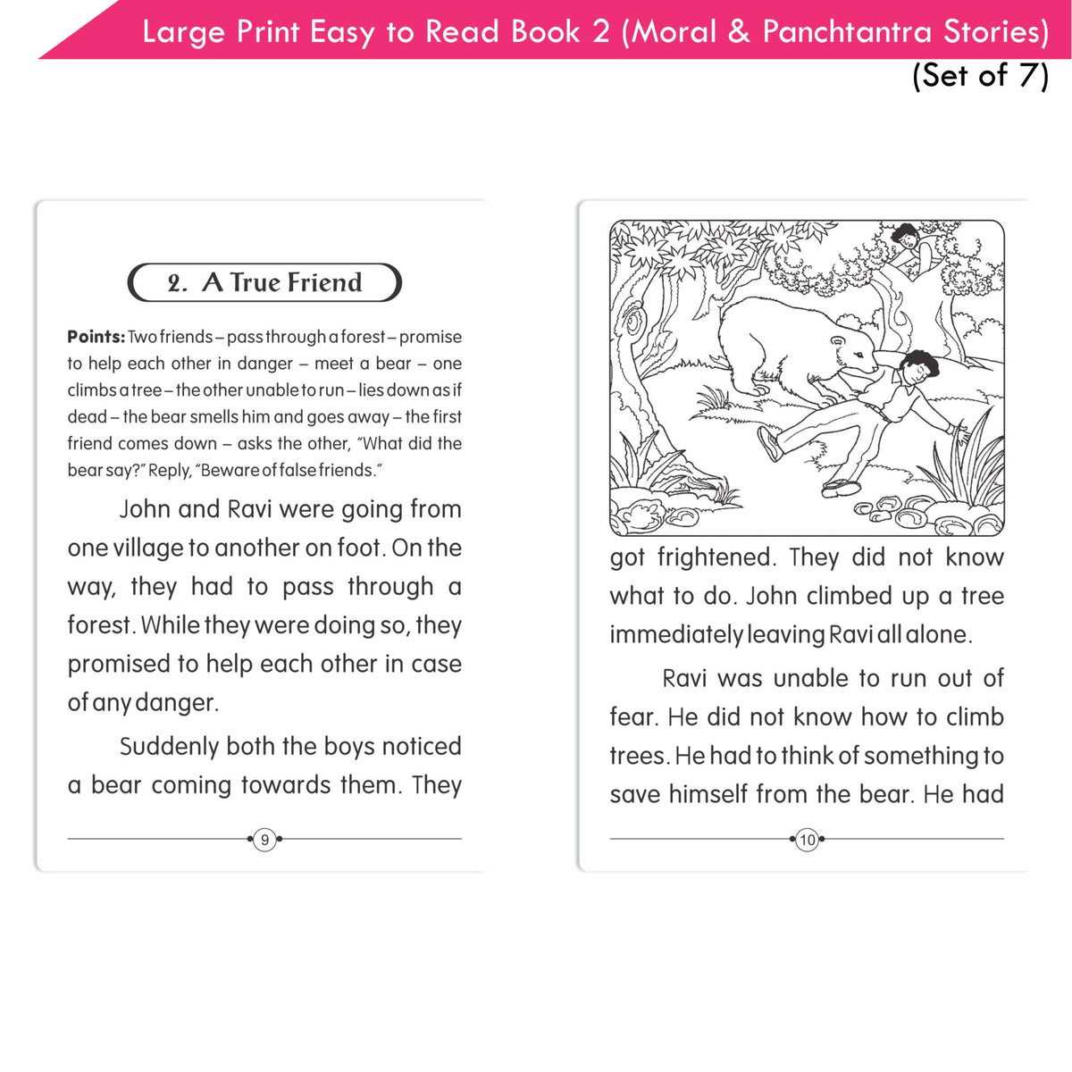Large Print Easy to Read Moral & Panchtantra Stories Books Set of 7| Children Stories Books| Ages 6 - 12 Year | Grocsy
