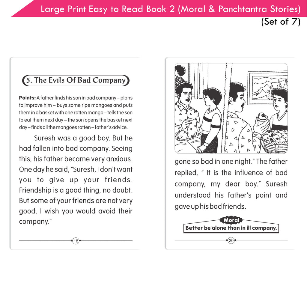 Large Print Easy to Read Moral & Panchtantra Stories Books Set of 7| Children Stories Books| Ages 6 - 12 Year | Grocsy