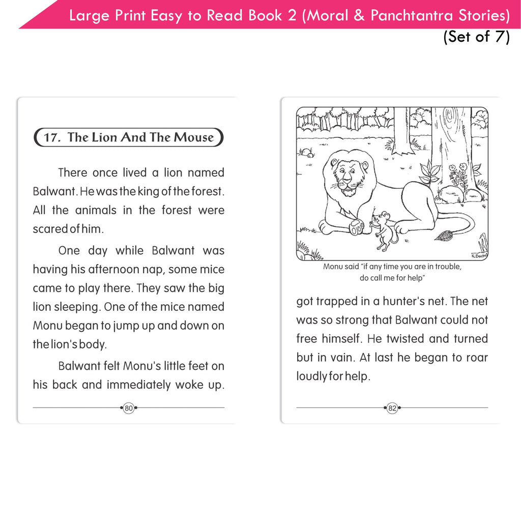 Large Print Easy to Read Moral & Panchtantra Stories Books Set of 7| Children Stories Books| Ages 6 - 12 Year | Grocsy