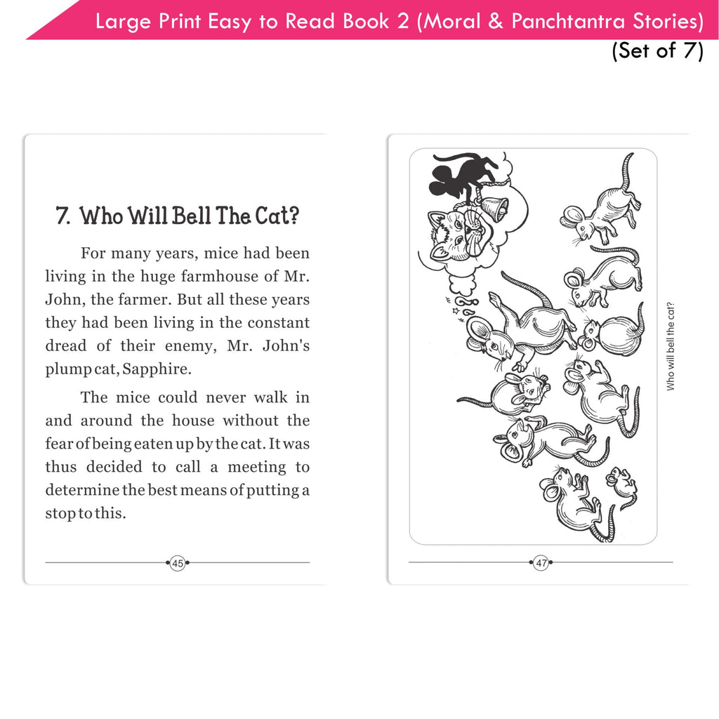 Large Print Easy to Read Moral & Panchtantra Stories Books Set of 7| Children Stories Books| Ages 6 - 12 Year | Grocsy