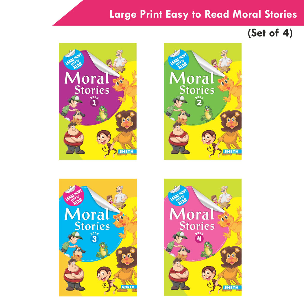Large Print Easy to Read Moral Stories Set of 4| Bedtime Stories Books for Kids| Ages 4-8 Years | Grocsy