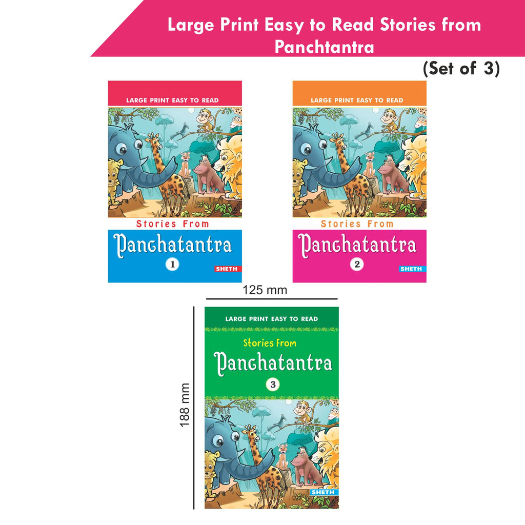 Large Print Easy to Read Panchtantra Stories Books Set of 3| Children Stories Books Ages 4-8 Year | Grocsy