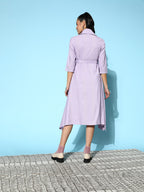 Yufta Lavender Belted Midi Dress | Grocsy
