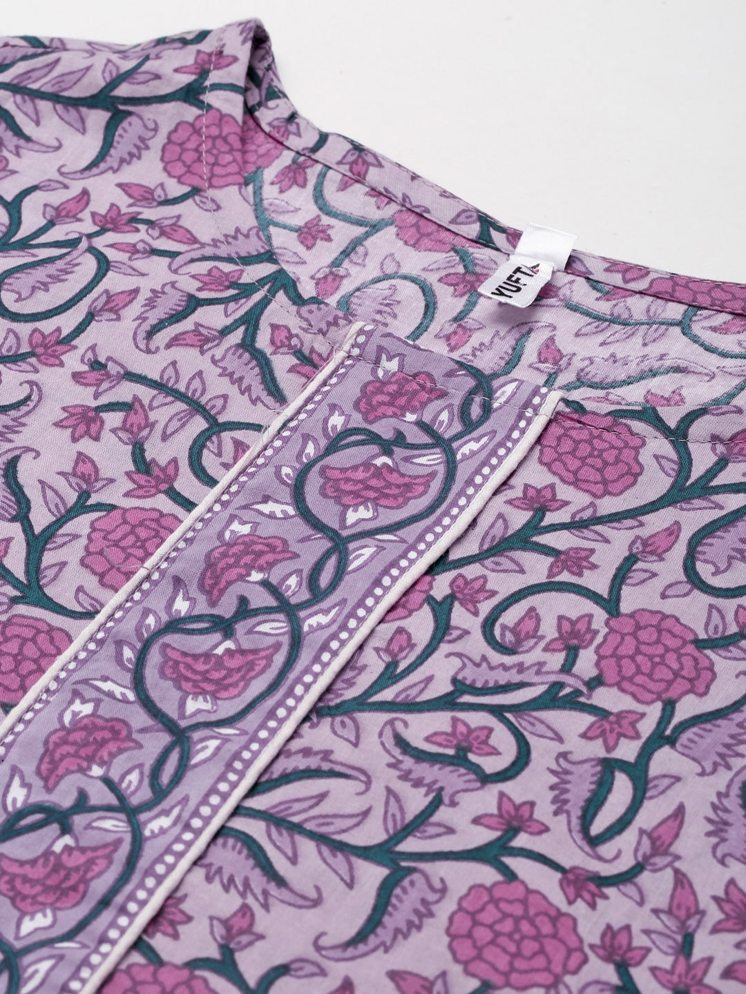 Yufta Lavender & Green Printed Kurta | Grocsy