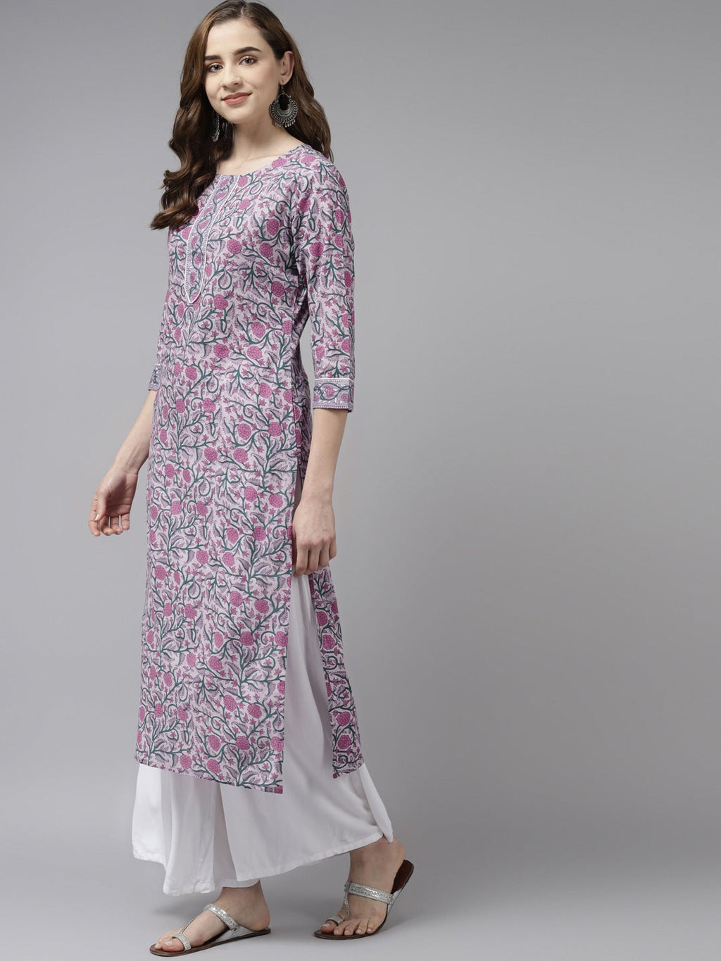 Yufta Lavender & Green Printed Kurta | Grocsy