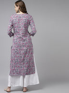 Yufta Lavender & Green Printed Kurta | Grocsy
