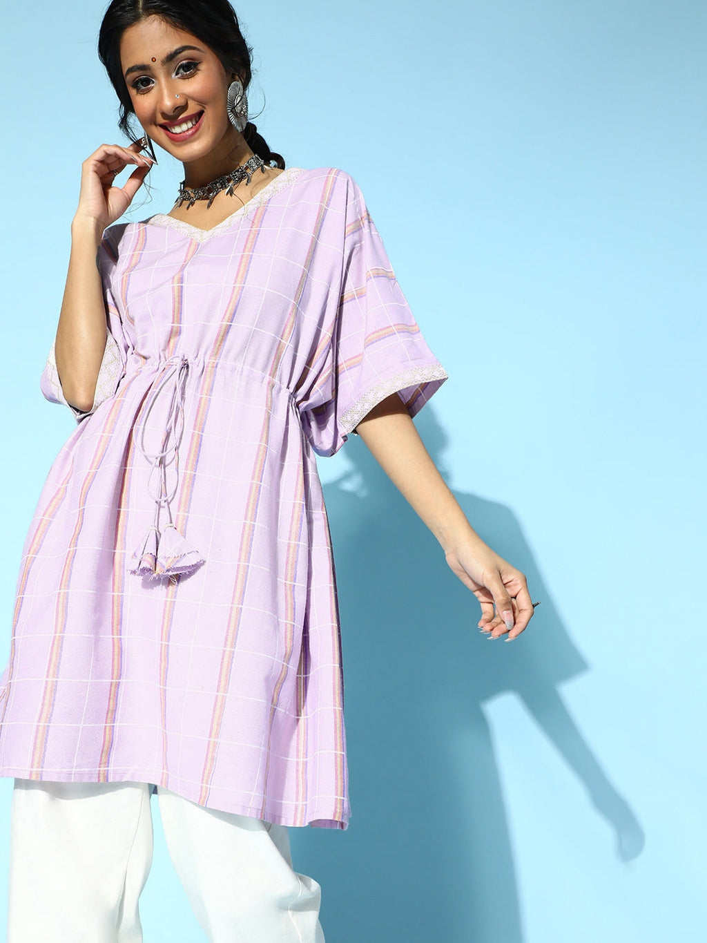 Yufta Lavender Kaftan Kurta | Grocsy