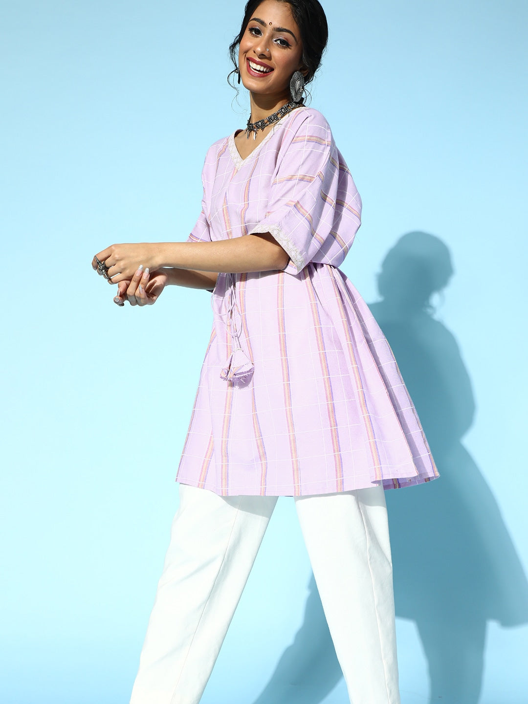 Yufta Lavender Kaftan Kurta | Grocsy