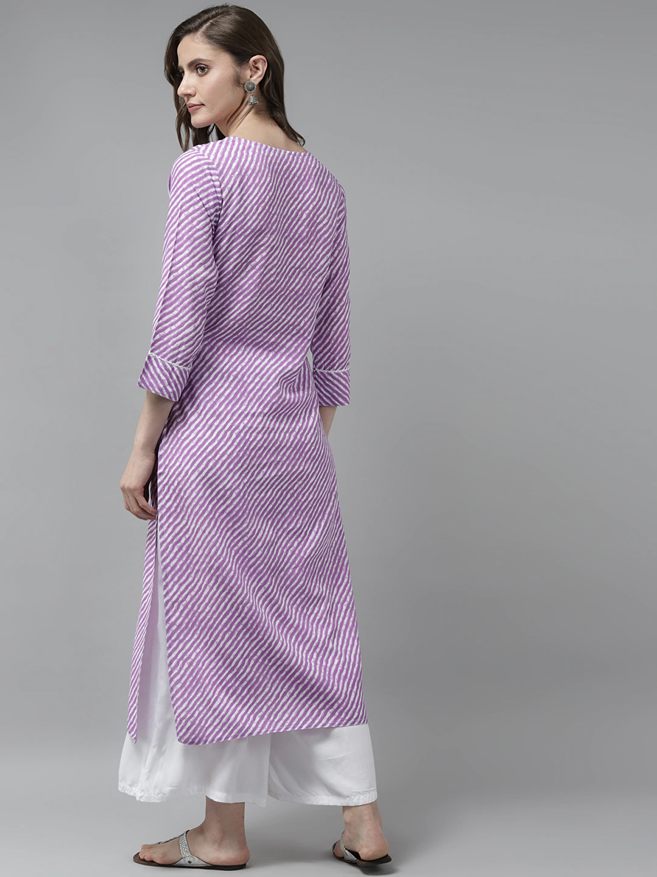 Yufta Lavender Printed Kurta | Grocsy