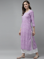 Yufta Lavender Printed Kurta | Grocsy