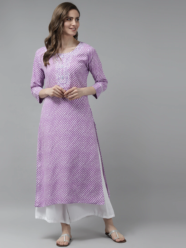 Yufta Lavender Printed Kurta | Grocsy