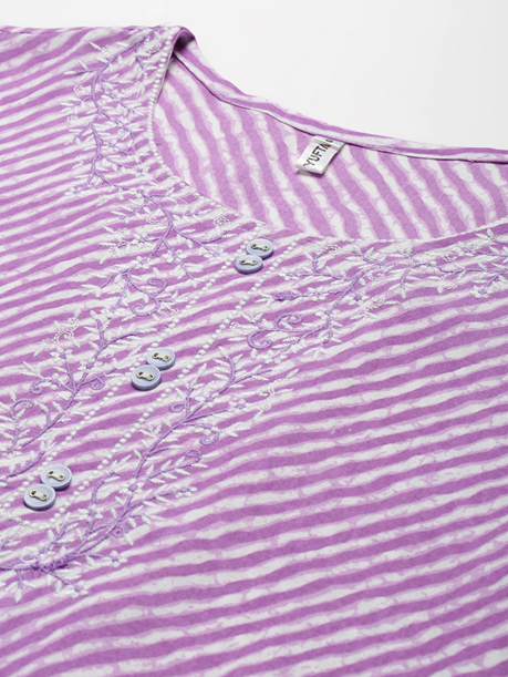 Yufta Lavender Printed Kurta | Grocsy