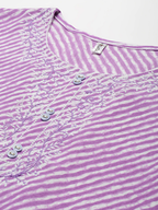 Yufta Lavender Printed Kurta | Grocsy
