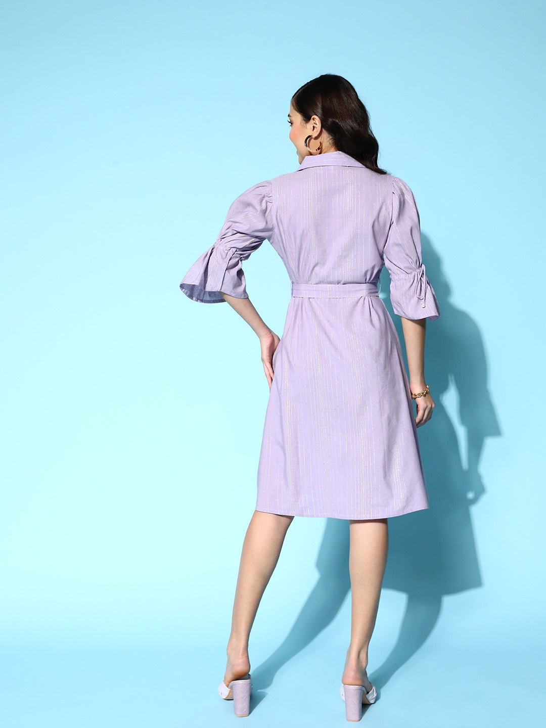 Yufta Lavender Shirt Dress | Grocsy