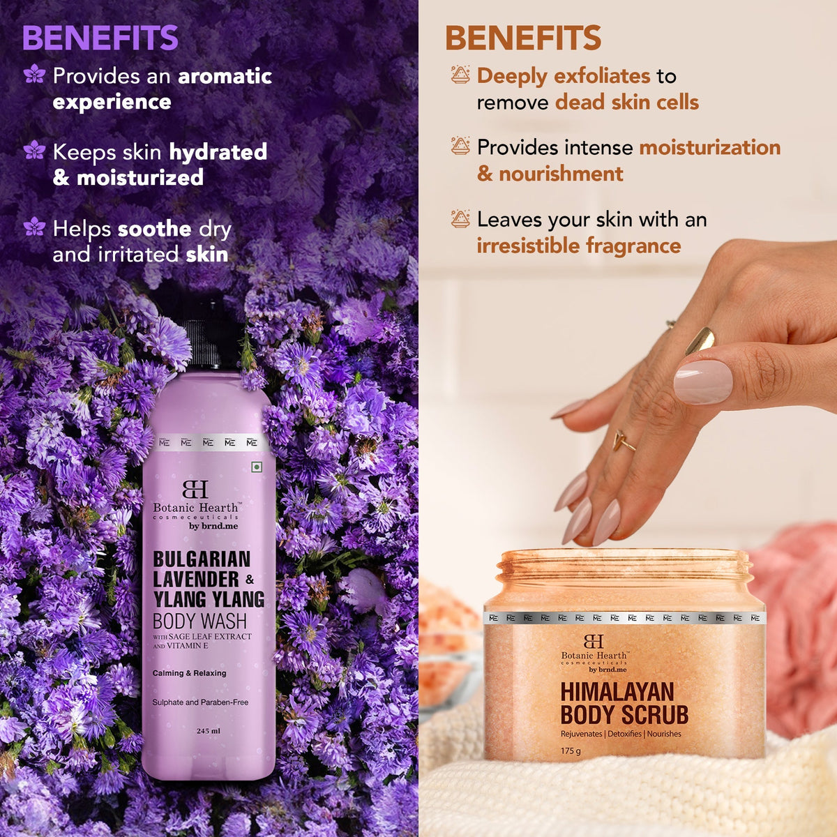 Botanic Hearth Bulgarian Lavender Bodywash & Himalayan Scrub | Grocsy