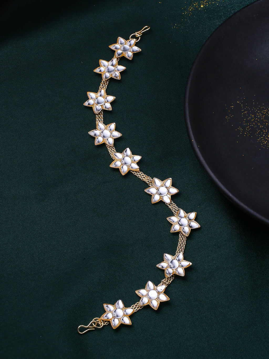 NVR Women's Gold-Polished Traditional Trending Matha Patti | Grocsy