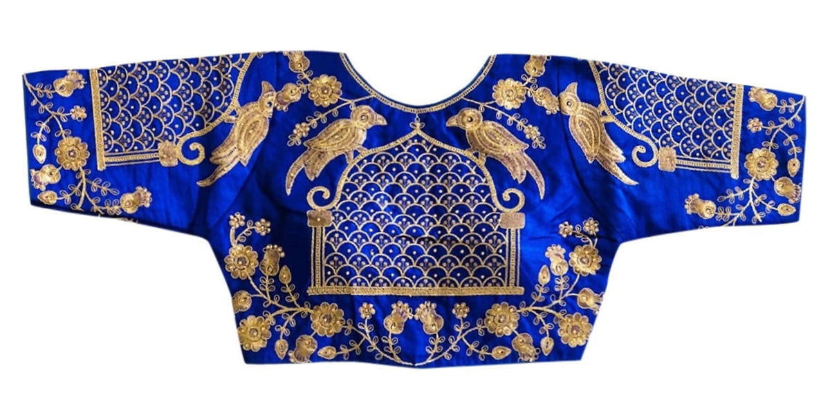 Vamika Blue Banglori Silk Embroidery Blouse For Women | Grocsy