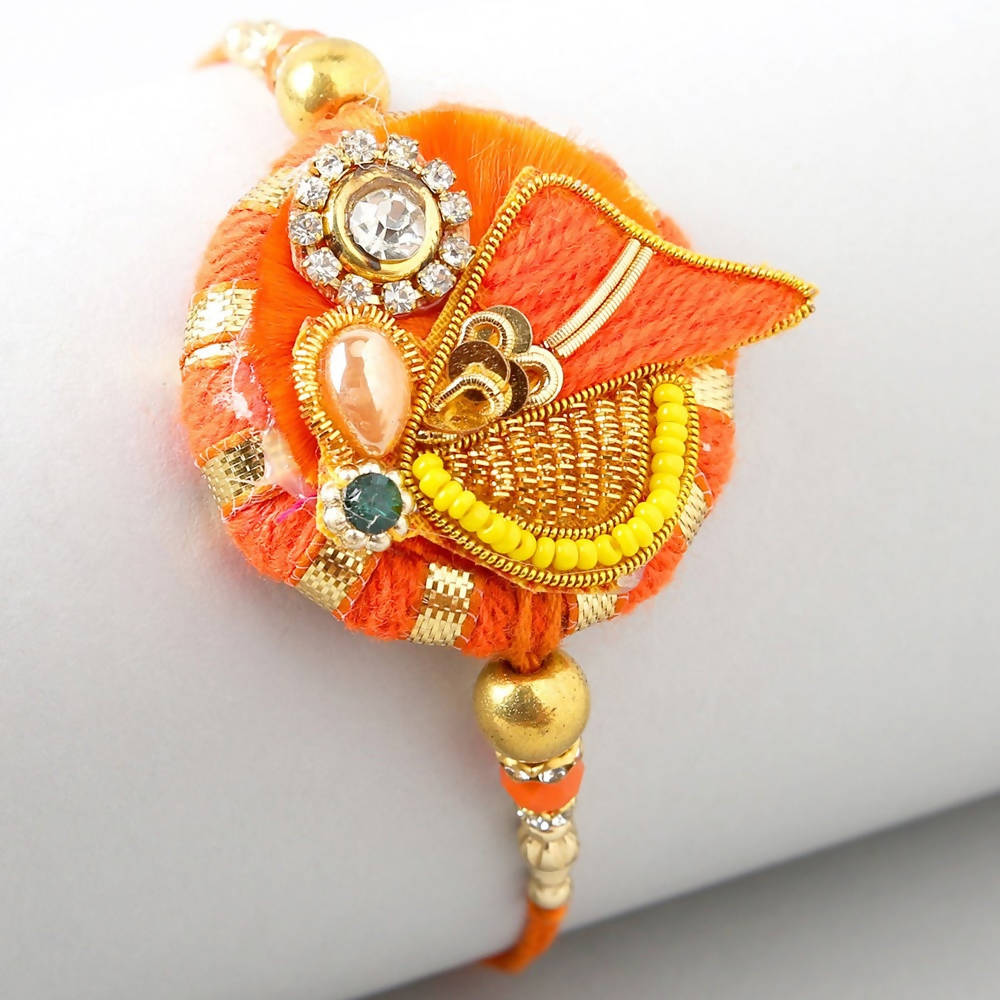 Festive Zardosi Rakhi & Kaju Katli Box | Grocsy